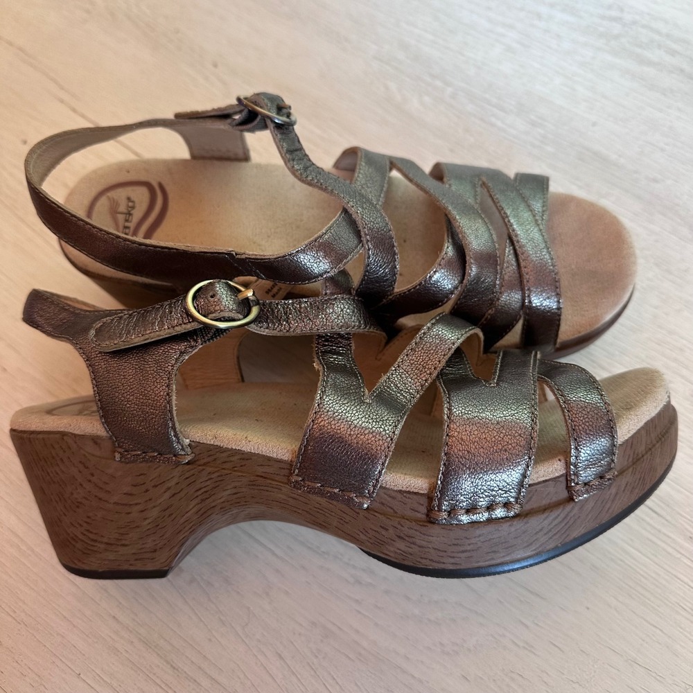 Dr. Scholl's Brown Leather Strappy Slingback Sandals - Picture 2 of 8